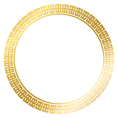 Greek circle golden frame isolated on white background windows transparent background png file ready to use