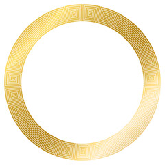 Greek circle golden frame isolated on white background windows transparent background png file ready to use