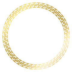 Greek circle golden frame isolated on white background windows transparent background png file ready to use
