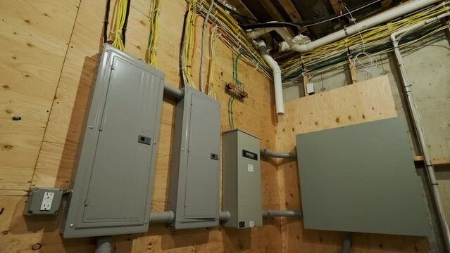 Electrical Circuit Breaker panel in new wooden home construction