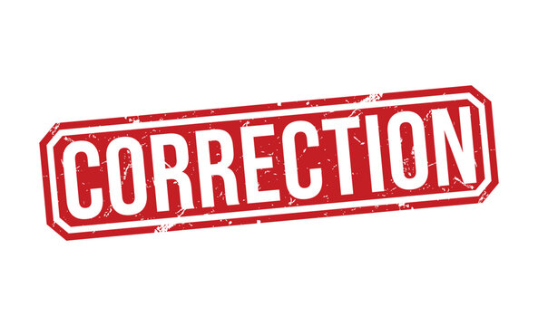 Correction stamp red rubber stamp on white background. Correction stamp sign. Correction stamp.