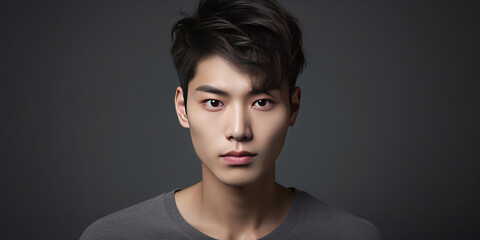 young asian man .Genderless makeup. Men's cosmetics. Beauty salon.generative ai