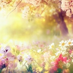 Obraz na płótnie Canvas spring with flowers
