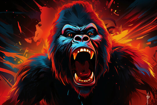 Gorilla Light Painting Illustration