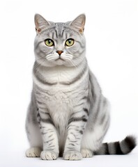 Obraz premium gray tabby pet cat isolated on white color background
