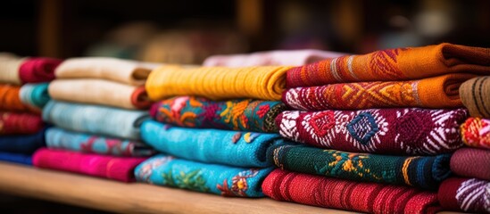 Colorful fabrics handcrafted textiles sold at El Valle de Anton market Panama