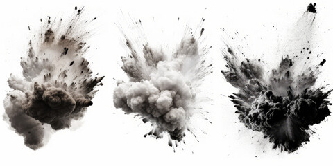 photograph of Set of explosion isolated on white background generative ai - obrazy, fototapety, plakaty