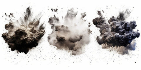 photograph of Set of explosion isolated on white background generative ai - obrazy, fototapety, plakaty