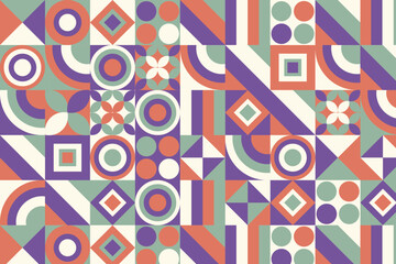 Abstract Geometric Pattern Artwork. Retro colors and white background.

