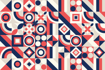 Abstract Geometric Pattern Artwork. Retro colors and white background.
