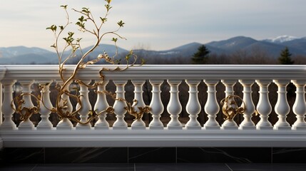 White marble balustrade for balcony or terrace.