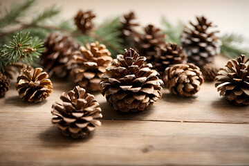 Fototapeta premium Minimalist Pinecones In Christmas Winter