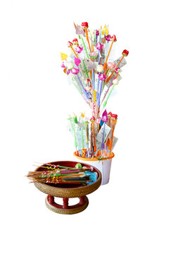 Isolated Kathin tank, festival equipment, Buddhist Lent ritual, Thailand's Buddhist culture By bringing money to decorate it beautifully and giving it to the temple. Kathin tank on a white background.