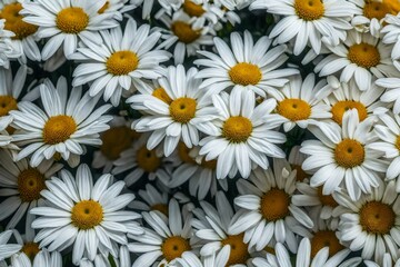 a bunch of white flowers with yellow centers - AI Generative