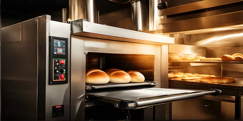 Foto op Canvas Professional bakery kitchen bread bun baking production © asfianasir