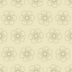 Flower line art seamless pattern. Suitable for backgrounds, wallpapers, fabrics, textiles, wrapping papers, printed materials, and many more.