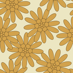 Groovy retro flower seamless pattern. Suitable for backgrounds, wallpapers, fabrics, textiles, wrapping papers, printed materials, and many more.