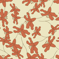 Groovy retro flower seamless pattern. Suitable for backgrounds, wallpapers, fabrics, textiles, wrapping papers, printed materials, and many more.