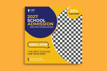 school admission social media post, web banner, school admission.
