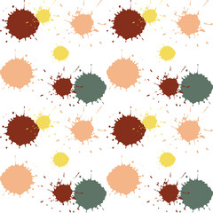 seamless pattern with blots, ink color drop autumn tone