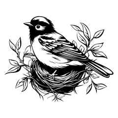 Bird on a nest vector illustration