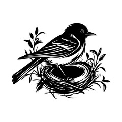 Bird on a nest vector illustration