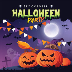 The image you sent is a poster for a Halloween party at a graveyard. The poster is dark and atmospheric, with a black background and a variety of Halloween-themed graphics.