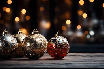 christmas tree decorations, santa claus with gifts, snowman in the snow, christmas gift boxes	