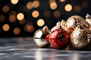 christmas tree decorations, santa claus with gifts, snowman in the snow, christmas gift boxes	