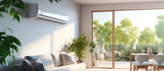 Air water heat pump using split type inverter system installed in a contemporary residence