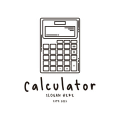 Calculator Icon Vintage Simple Line Art