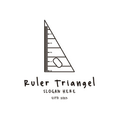 Triangel Ruler Icon Vintage Simple Line Art