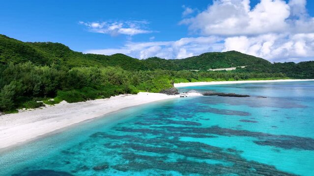 Aerial Furuzamami Beach on Zamami island, Kerama, Close to Naha Okinawa, Japan