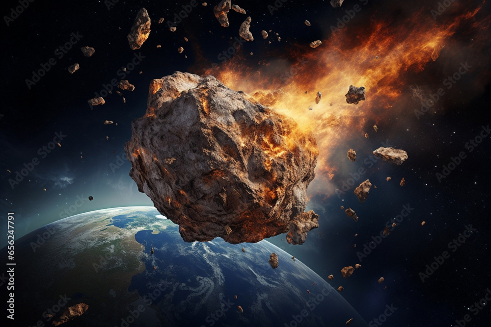 Wall mural meteor universe science earth astronomy impact space orbit meteorite comet planet asteroid