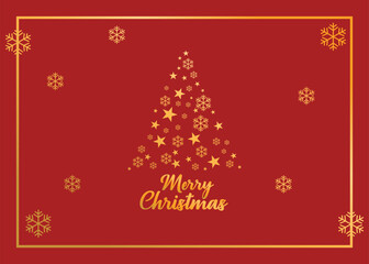 Christmas card with Christmas tree, Gold, Christmas card, Postcard Merry Christmas