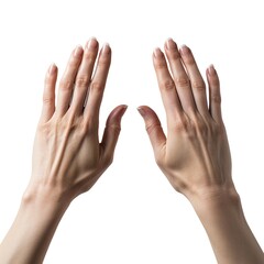 Two hands showing five fingers isolated on white background