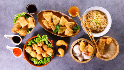 various of asian food-top view