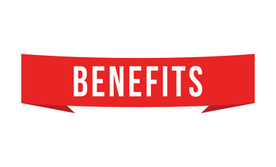 Benefits red vector banner illustration isolated on white background