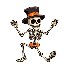 Halloween funny skeleton vector clipart. Good for fashion fabrics, children’s clothing, T-shirts, postcards, email header, wallpaper, banner, events, covers, advertising, and more.