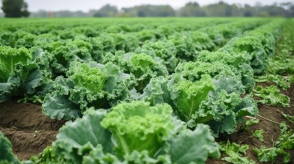 Fresh kale in a field