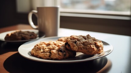 Homemade chocolate chips cookies for breakfast