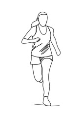 Running woman. Girl in sportswear jogging. One line drawing vector illustration.