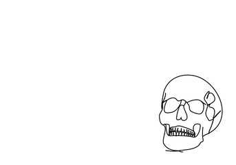 The human skull. One line drawing vector illustration.