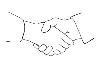 Fototapeta premium One line drawing handshake, vector illustration.
