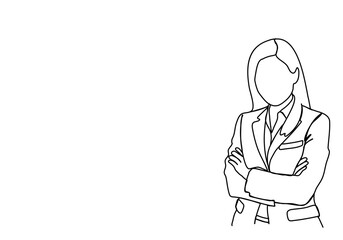 Woman in a business suit. One line drawing vector illustration.