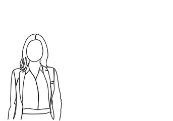 Woman in a business suit. One line drawing vector illustration.