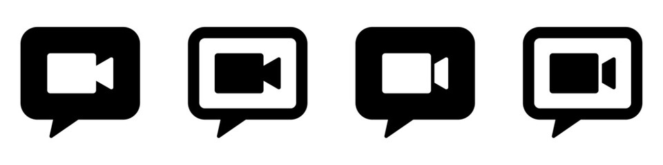 Fototapeta premium Video messaging vector icons set