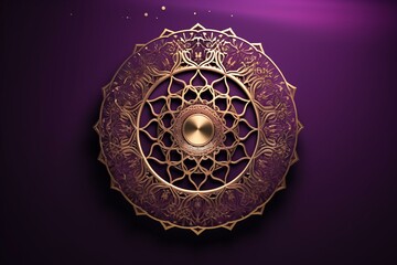 Purple Islamic pattern with Ramadan Kareem typography in a social media post. Generative AI