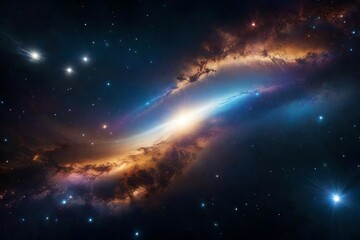 Obraz premium Illustration of galaxy with stars and space dust in the universe - AI Generative