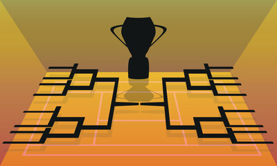 Bracket of sport tournament, blank elimination event sign, playoff match vector illustration.